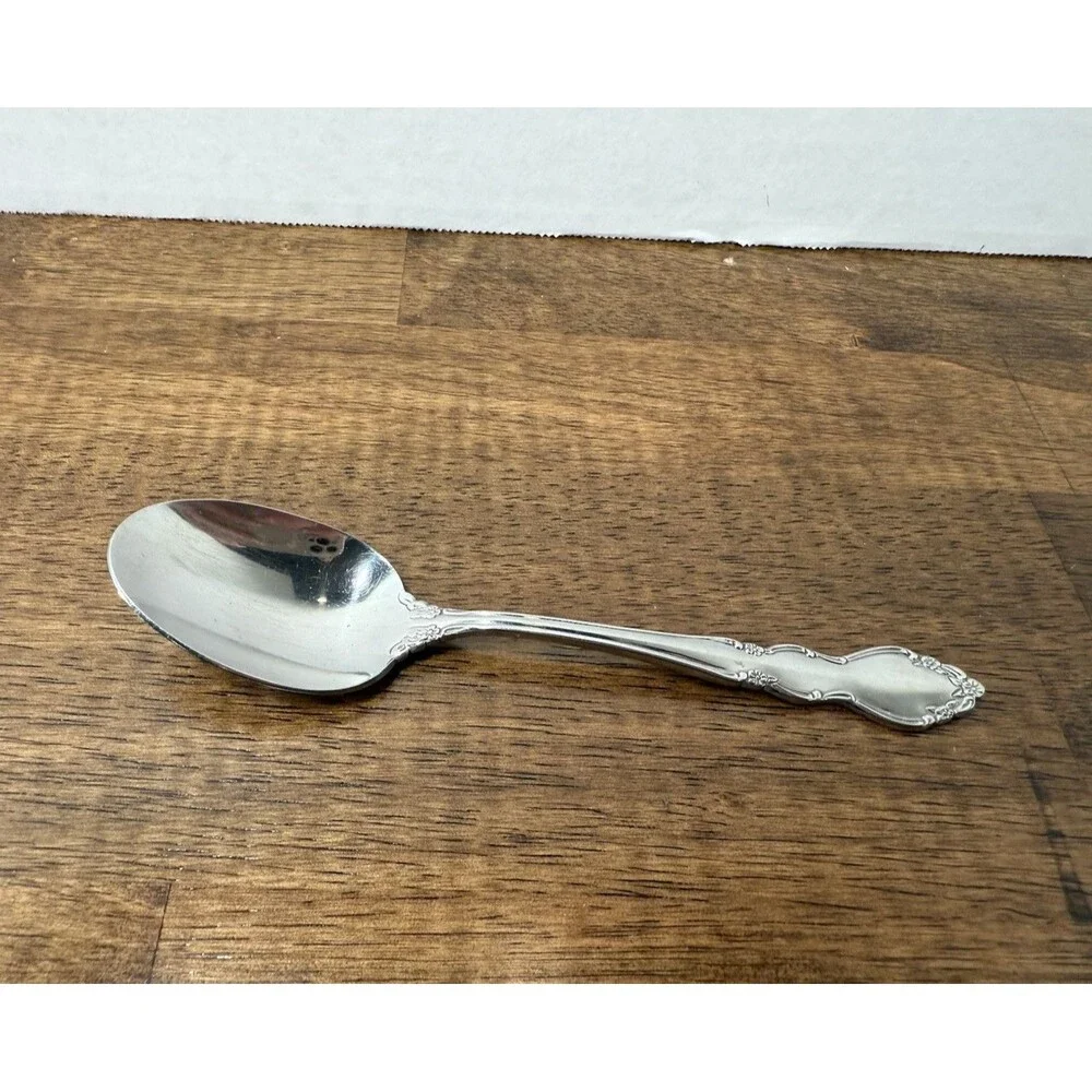 ONEIDA Chateau Stainless Steel Silver Spoon Floral Handle 7.5in Dishwasher Safe